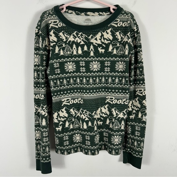 ❤️ Roots kids Green Patterned pyjama thermal top L - Picture 2 of 11